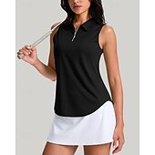 Χαμηλού Κόστους Γυναικείο πουκάμισο-Γυναικεία Μονόχρωμο Πουκάμισο τένις Αμάνικο UPF50+ Γρήγορο Στέγνωμα Τέννις Γκολφ Μπάντμιντον Γιακά με φερμουάρ Μπλουζάκι Μπολύζες Μαύρο Βαθυγάλαζο Πράσινο Ρούχα τένις