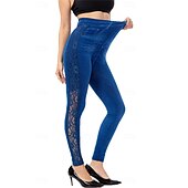 cheap Blue 3D Print-Women&#039;s Leggings Trousers 3D Print Chinos Vacation Vintage Streetwear Full Length High Waist Plain Printing Comfy Soft Comfortable Stretchy Outdoor Street Daily Blue Summer Skinny