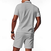 voordelige Klassieke polo voor heren-Voor heren Wafel Poloshirts Polo met kwartrits Dagelijks Feestdagen Revers Korte mouw Modieus Basic Effen 2-stuks Zomer Normale pasvorm Zwart Wit Marineblauw Koningsblauw Groen Khaki Wafel Poloshirts