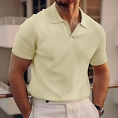 economico Polo classica da uomo-Per uomo Polo a nido d&#039;ape Camicia da golf Golf Informale Sport Bavero Manica corta Essenziale Moderno Liscio Classico Primavera estate Standard Nero Bianco Blu Cachi Grigio Polo a nido d&#039;ape