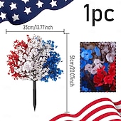 cheap Independence Day Decoration-Patriotic Artificial Flower Stakes, 4th of July Red White Blue Gypsophila with Flags and Ground Picks, Memorial Day Grave and Yard Decorations for Veterans Day, Independence Day Decor