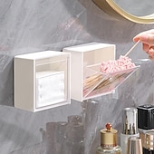 cheap Jewelry &amp; Cosmetic Storage-Wall-Mounted Flip Storage Boxes for Bathroom, No-Drill Makeup Organizer for Cotton Swabs, Hair Ties, Lipsticks, Ideal for Vanity, Bathroom, and Living Room