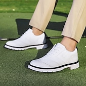 cheap Men&#039;s Golf Shoes-Men&#039;s Classic Black and White Golf Shoes with Faux Leather Upper - Versatile Design for Golf and Casual Wear