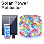 olcso LED szalagfények-rézdrótos kültéri napelemes fényfüzér tündérlámpa 8 üzemmód 30m 40m 50m esküvői partira otthoni kertbe nyári dekoráció led napelemes girlandlámpa távirányítóval