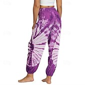 cheap Bottoms-Retro Vintage Boho 1970s Harem pants Yoga Pants Hippie Tie Dye Smocked Waist Rainbow Fancy Dress Women's Halloween Carnival Pride Parade Pride Month Festival Adults' Pants