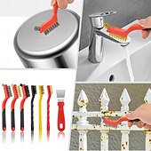 cheap Cleaning Supplies-6 Pieces Wire Brush with 1 Pc Scraper Set - Small Stainless Steel  Brass and Nylon Brushes for Paint &amp; Dirt Removal  Rust and Metal Cleaning - for Kitchen  Workshop and Small Deep Cleaning Tasks