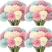 voordelige Kunstbloemen-Artificial Chrysanthemum Ball Flowers, Macaron Color Fake Table Tennis Flowers for Wedding Decor, Home Decoration, Desktop Arrangement, Photography Props, Faux Floral Bouquet