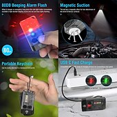 abordables Lampes de poche-Lampe torche LED petite et puissante, ultra lumineuse, 1 000 lm, porte-clés, 365 nm, UV, rouge, vert, bleu, mini lampe torche de poche, aimant latéral, bip sonore, 14 modes