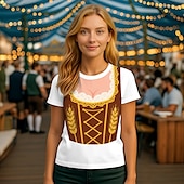 olcso pólók-Októberi fesztivál Dirndl nyomtatás Póló bajor München Német Grafikus Kompatibilitás Női Felnőttek Októberi fesztivál 3D nyomtatás Alkalmi / Napi