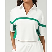 economico Camicia Donna-Per donna Patchwork Maglietta sportiva Polo da golf Maglia da tennis Manica Corta Rilegatura a contrasto Asciugatura Rapida Traspirante Tennis Pickleball Colletto Polo Bianco Spandex Abbigliamento da