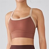 abordables Camisa de Mujer-Mujer sujetador de tenis Sujetadores de Deporte A Prueba de Golpes Dispersor de humedad Transpirable Tenis Golf pepinillo Cuello halter Negro Blanco Azul Ropa de tenis