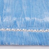 cheap Mom&#039;s Pant Suits-Blue Velvet Pantsuit Mother of the Bride Suit Elegant Minimalist Notched Lapel Floor Length Long Sleeve with Pearls