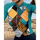 abordables Maillots de mujer-Mujer Maillot de Ciclismo Graphic Geométrico Manga Corta Bicicleta Maillot Camiseta con 3 bolsillos traseros Filtro Solar Resistente a los rayos UV Secado rápido Bandas Reflectantes Deportes Verde