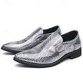 abordables Semi-formel-Chaussures à enfiler pour hommes à imprimé serpent métallisé turquoise - tendance, modernes, parfaites pour les sorties décontractées et les événements avant-gardistes