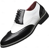 economico Formale-Scarpe da uomo Oxford con punta a coda di rondine in bianco e nero, scarpe eleganti brogue in vera pelle ispirate a Gatsby per feste jazz anni &#039;20, matrimoni vintage ed eventi serali formali