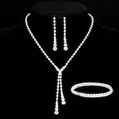 abordables Parures de Bijoux-Ensembles de bijoux de mariée 1 ensemble boucles d&#039;oreilles en alliage de strass collier bracelets ensemble de bijoux élégant et doux pour femmes pour fête de mariage occasion spéciale