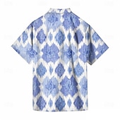 voordelige Geometrisch patroon-Voor heren Geometrisch Geruit Overhemd Zomer overhemd Overhemd met knopen Korte mouw Mode-casual Buiten Vakantie Dagelijks gebruik Zomer Lente Strijkijzer 3D-afdrukken shirts met kraag blauw Paars