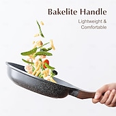 cheap Cooking Utensils-Nonstick Frying Pan Skillet, Granite Coating Omelette Pan, Healthy Stone Cookware Chef&#039;s Pan, PFOA Free