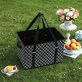baratos Arrumação e Organização-Sacolas de compras reutilizáveis, cesta de piquenique dobrável, bolsa de armazenamento de viagem portátil, cesta de compras portátil de tecido não tecido, organizador de frutas e vegetais dobrável