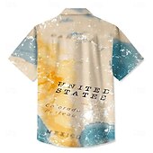  Camisa patriótica masculina da bandeira americana dos EUA do Dia da Independência camisa de verão camisa de botão manga curta moda casual férias verão primavera colarinho dobrável impressão 3D
