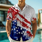 voordelige Onafhankelijkheidsdag T-shirts-Independence Day Voor heren Amerikaanse Amerikaanse vlag Vaderlandslievend 1776 Overhemd Zomer overhemd Overhemd met knopen Korte mouw Mode-casual Feestdagen Zomer Lente Strijkijzer 3D-afdrukken