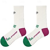 abordables Accesorios de Ropa de Tenis-Calcetines deportivos Calcetines de tenis 1 Par Mujer Calcetines A prueba de resbalones Transpirable Tenis Baloncesto Corriendo Correr pepinillo Deportes Bloque de color Algodón Blanco + Verde Blanco