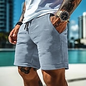 economico Pantaloncini casual-Per uomo Pantaloncini Waffle Shorts Pantaloncini Estivi Pantaloncini casual Tasca Coulisse Elastico in vita Semplice Comodità Traspirante Corto All&#039;aperto Vacanza Canotta sportiva Casual Nero Bianco