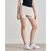 cheap Women&#039;s Skirts &amp; Skorts-US Open Women&#039;s Tennis Skirts with Shorts Ruched Drawstring 2 in 1 Breathable Tennis Golf Running Solid Colored Black White Tennis Clothing