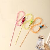baratos Brinquedos Para Gatos-Brinquedo com Penas Brinquedo interativo com Removível Durável Exercício para animais de estimação Liberando Pressão Pet Training para Gatos Gatinho Interior Exterior Brinquedos Para Pet