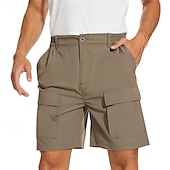 baratos Clássico-Homens Bermuda Cargo Calção Shorts de verão Cintura elástica Bolso multi Bolso com aba Tecido Conforto Vestível Comprimento do joelho Ao ar livre Esporte Diário Moda Casual Preto Verde