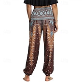 abordables Fondos-Retro Antiguo Boho Años 70 Pantalones Harem Pantalones de yoga Hippie Cintura elástica Pavo real Plumas Mujer Víspera de Todos los Santos Carnaval vacaciones en la playa Fiesta temática retro Festival
