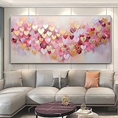 cheap Floral/Botanical Paintings-Mintura Handmade Heart Chart Press Oil Paintings On Canvas Wall Art Decoration Modern Abstract Picture For Home Decor Rolled Frameless Unstretched Painting