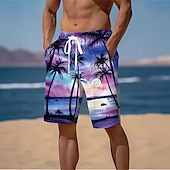 billiga Tropiska växter och blommor-Herr Kokosnötsträd Tropiska växter Badshorts Boardshorts Medium Midja Streetwear Hawaiisk Strandsemester Sidfickor Mesh foder Elastisk dragsko i midjan Designer Kläder
