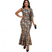 preiswerte Bodenlänge-Kleid Mutter der Braut Kleid Elegantes Boot-Ausschnitt Bodenlänges Spitzen Kurzarm mit Pailletten
