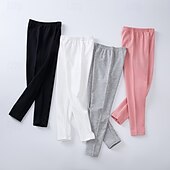 cheap Bottoms-Kids Girls&#039; Leggings Solid Color Streetwear Outdoor 4-12 Years Summer Black White Pink