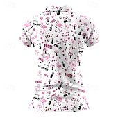 Χαμηλού Κόστους Γυναικείο πουκάμισο-Γυναικεία Γραφική Πουκάμισο τένις Κοντομάνικο Στάμπα UPF50+ Γρήγορο Στέγνωμα Τέννις Γκολφ Μπάντμιντον Περιλαίμιο Polo Μπλουζάκι Μπολύζες Λευκό Ροζ Ουρανί Ρούχα τένις