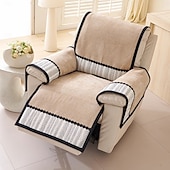 cheap Recliner Chair Cover-1Set/4Pieces Recliner Chair Cover Solid Color Geometric Jacquard Jacquard Polar Fleece Slipcovers