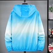 baratos casacos ativos masculinos-Homens jaqueta leve Casaco exterior jaqueta de verão Férias Diário Filtro Solar Secagem Rápida Bolsos Verão Primavera Gradual Moda Clássico Com Capuz Padrão Amarelo Rosa claro Azul Laranja Casaco