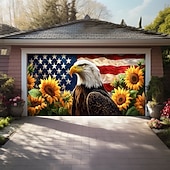 abordables Bannières de Garage et de Porte-Décorations de porte du 4 juillet Couvre-porte de garage Américain Patriote Aigle Bannière extérieure Grand fond pour décorations de garage extérieur à la maison