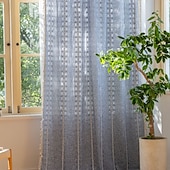 billiga Fönsterprodukter-Boho Gardiner Virkat Spets Lapptäcke Semi-Mörkläggning Bohemisk Handgjord Tofsar Stångficka Fönsterbehandling Vintage Lantlig Bonde Draperier för Vardagsrum Sovrum