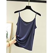 cheap Plain Tank Top-Women&#039;s Camisole Tank Top Solid Color Daily Sleeveless Crew Neck Regular Tops Daily Backless Light Blue Iron Gray Denim Blue Matcha green Black Summer