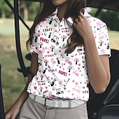 Χαμηλού Κόστους Γυναικείο πουκάμισο-Γυναικεία Γραφική Πουκάμισο τένις Κοντομάνικο Στάμπα UPF50+ Γρήγορο Στέγνωμα Τέννις Γκολφ Μπάντμιντον Περιλαίμιο Polo Μπλουζάκι Μπολύζες Λευκό Ροζ Ουρανί Ρούχα τένις