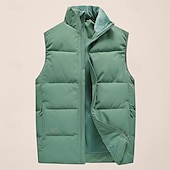 abordables Gilets-Homme Gilet en duvet Quotidien Occasionnel Printemps &amp; Automne Avec Poches Polyester Confortable Couleur Unie Fermeture éclair Col montant Noir Rose Claire Rouge Violet Gilet