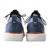 economico Sneakers Casual-scarpe da ginnastica da uomo blu in maglia con lacci, design elegante e suola ammortizzata per camminare, correre e l'uso quotidiano