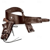 ieftine Depozitare  &amp; Organizare-Toc de revolver din piele western cu bucle pentru muniție, toc de tragere cowboy, curea de armă vintage în stil sass pentru bărbați, accesoriu pentru costum Old West