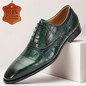 abordables Chaussures de Costume Classiques-Chaussures à lacets en cuir de crocodile vert haut de gamme pour hommes avec des détails élégants pour les dîners formels et les événements de gala