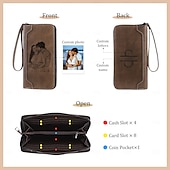 economico Per uomo-Portafoglio in pelle personalizzato con foto incisa, regalo perfetto per papà, testo personalizzato, festa del papà, compleanno, anniversario, regalo di Natale per lui, portafoglio in pelle personalizzato per uomo