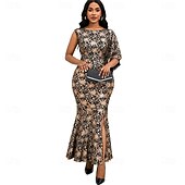 preiswerte Bodenlänge-Kleid Mutter der Braut Kleid Elegantes Boot-Ausschnitt Bodenlänges Spitzen Kurzarm mit Pailletten