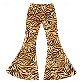levne Spodní části-Retro Cikánský 70. léta Kalhoty Bell Bottoms světlé legíny Roztažené kalhoty Disko Vysoký pas Zvíře Leopard Tygr Maškarní kostým Dámské předvečer Všech svatých Karneval Dovolená hudební festival