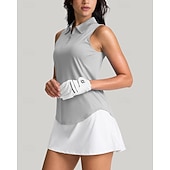 Χαμηλού Κόστους Γυναικείο πουκάμισο-Γυναικεία Μονόχρωμο Πουκάμισο τένις Αμάνικο UPF50+ Γρήγορο Στέγνωμα Τέννις Γκολφ Μπάντμιντον Γιακά με φερμουάρ Μπλουζάκι Μπολύζες Μαύρο Βαθυγάλαζο Πράσινο Ρούχα τένις